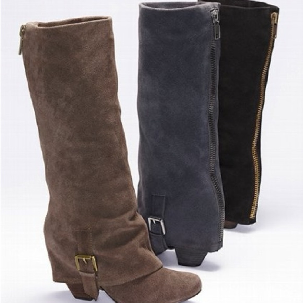 Black Suede Foldover Boots